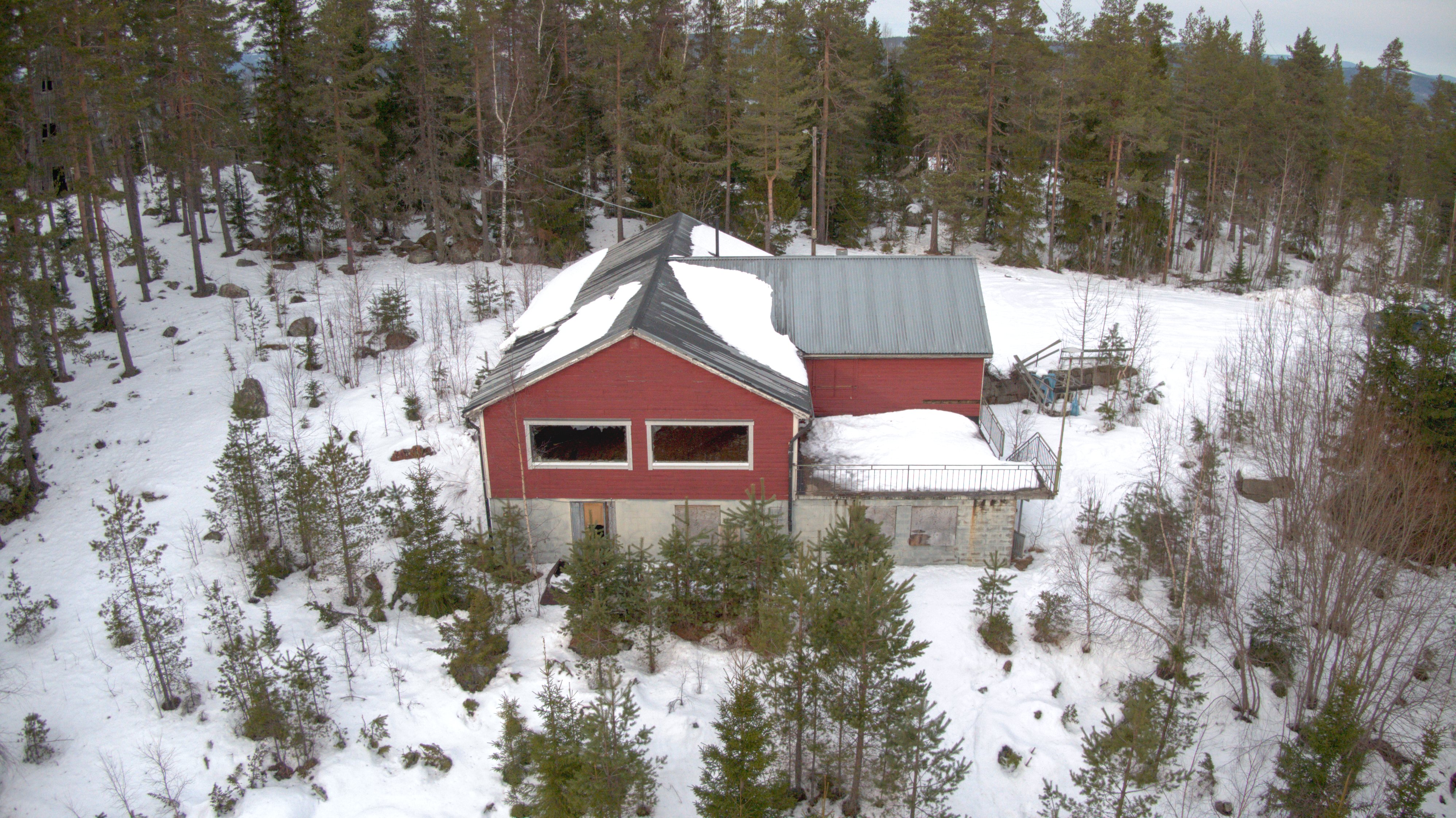 Drönarfoto över projektområde i Hälsingland